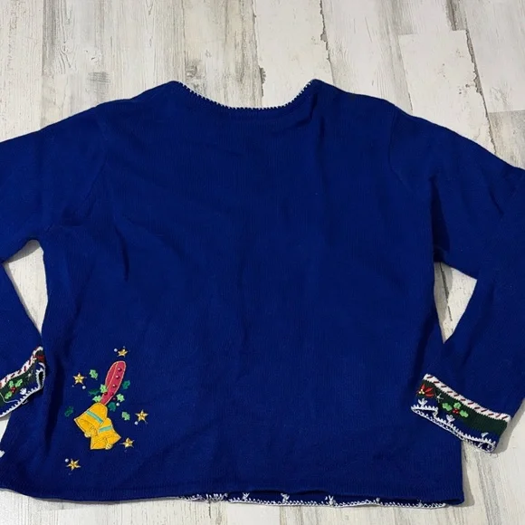 Vintage Blue Festive Christmas Cardigan Size Large - Picture 6 of 13